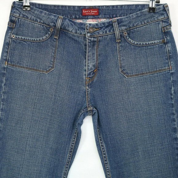 Levi's 545 Low Boot Cut Jeans Distressed Stretch 14 x 31 Medium‎ - Picture 6 of 10
